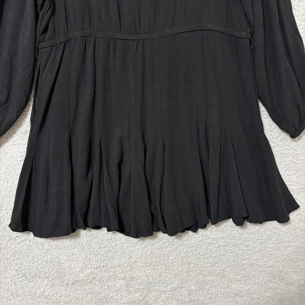 Little Black Dress Work Casual Flowy Mini Dress Long Sleeve Plus Size 1X Pockets - Picture 8 of 12